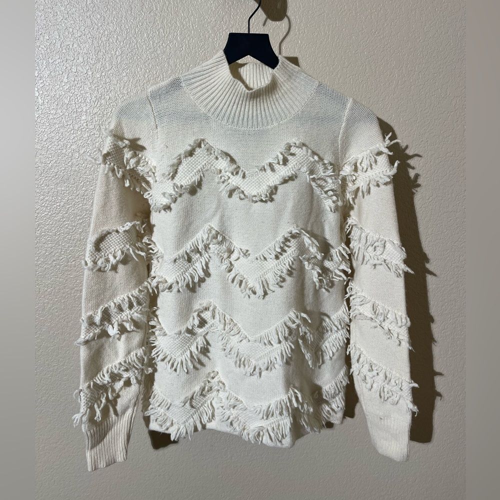 Zoe Jordan Ivory Textured Turtleneck Sweater